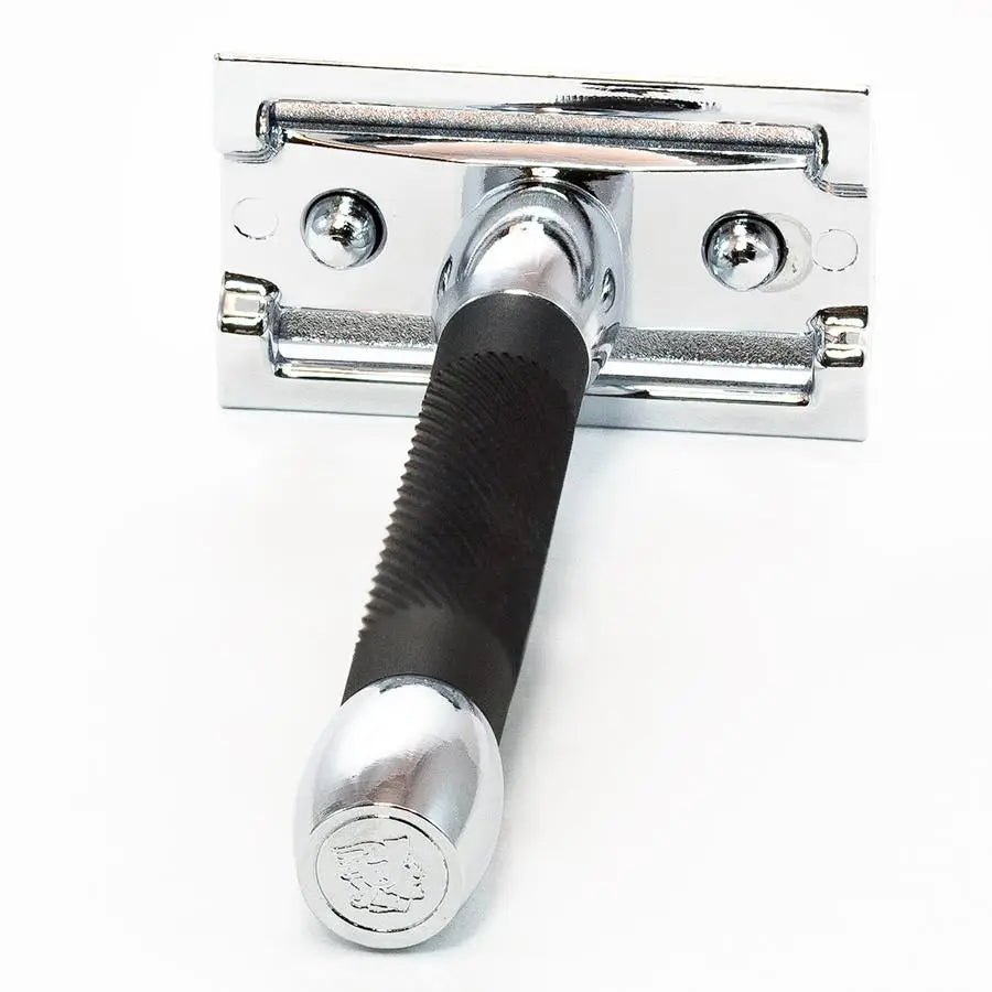 Merkur Double Edge Safety Razor, Straight Cut, Chrome, Black